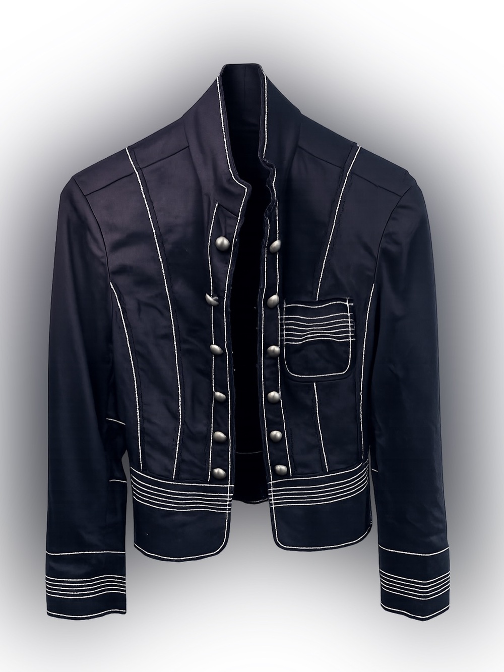 Women's Black Military Jacket Utility Coat Chic Button Front Casual Fashion